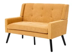 Hauss Spole Sofá de 2 lugares em linho - Pés em madeira antiderrapante - Ideal para sala de estar, quarto e escritório Amarelo