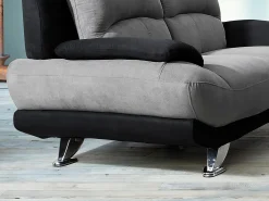 Vente-unique Sofá de 3 lugares em microfibra Bicolor cinza e preto - MUSKO^ Sofá
