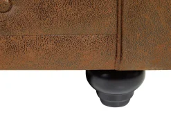 Clearance Vente-unique Sofá de 2 lugares em microfibra aspeto couro envelhecido CHESTERFIELD Castanho