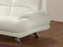 Vente-unique Sofá de 3 lugares em pele sintética Branco - MUSKO^ Sofá