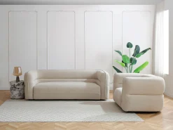 Sofá*Vente-unique Sofá de 3 lugares em tecido chenille produto eco-responsável TALIENA Bege