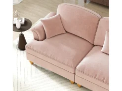 Sofá|Hauss Spole Sofá de 3 lugares em tecido chenille - Com apoio lombar e saia plissada removível. Rosa