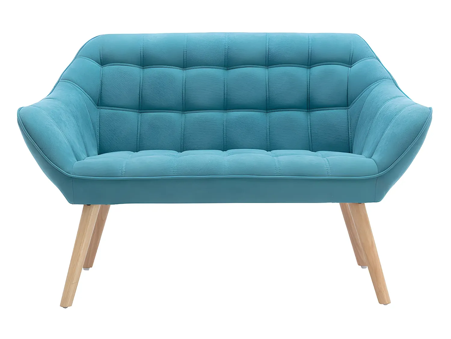 Sofá|Vente-unique Sofá de 2 lugares em tecido azul acolchoado. Estilo escandinavo. CASERTA Azul turquesa
