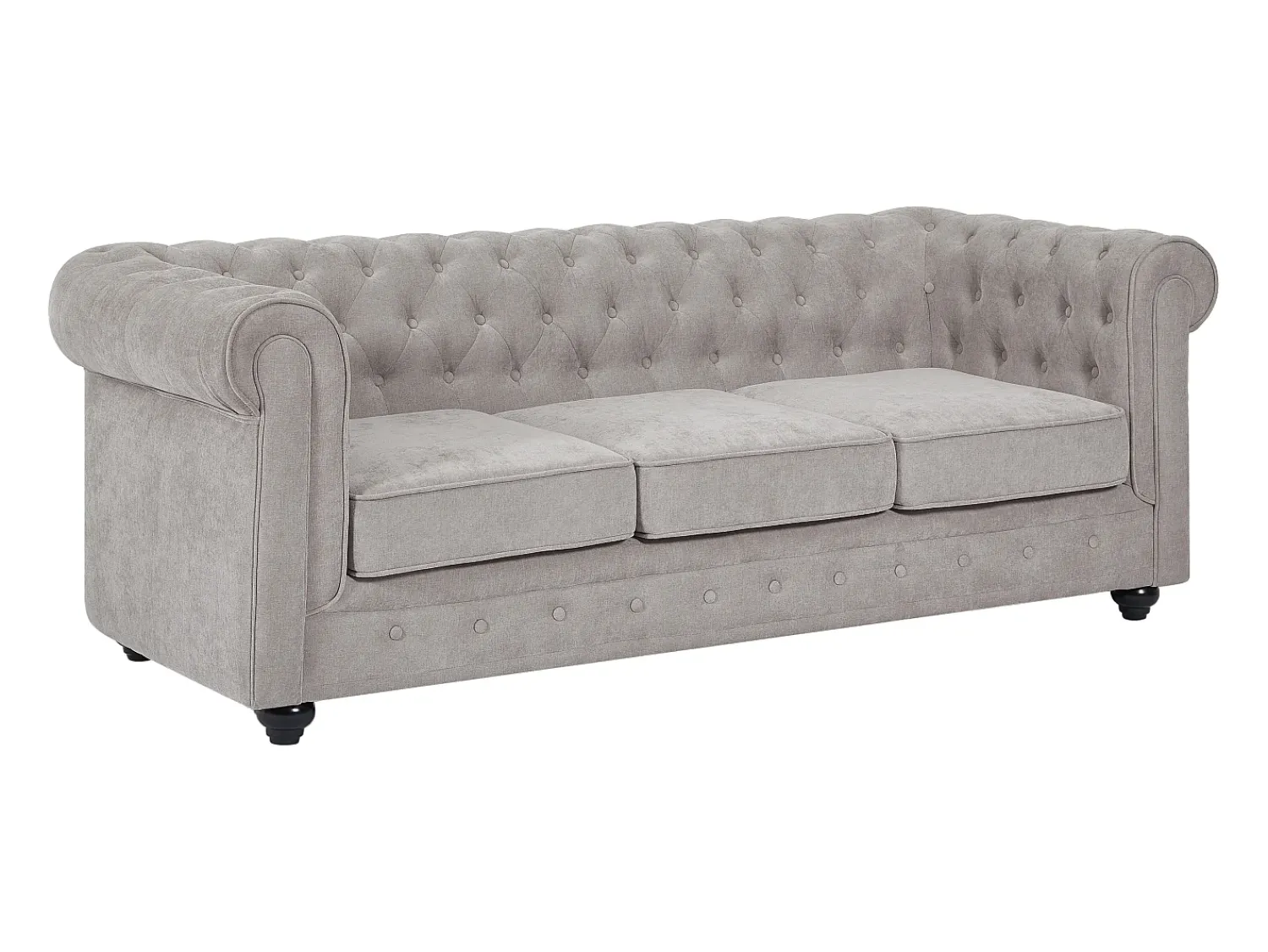 Vente-unique Sofá de 3 lugares em tecido cor cinza CHESTERFIELD^ Sofá