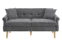 Sofá|Merax Sofá de 2 lugares em tecido chenille com almofadas grossas - 162 x 74 x 77 cm - para sala de estar, quarto - Cinza claro Cinzento