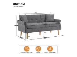 Sofá|Merax Sofá de 2 lugares em tecido chenille com almofadas grossas - 162 x 74 x 77 cm - para sala de estar, quarto - Cinza claro Cinzento
