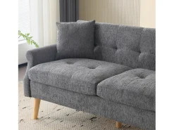 Sofá|Merax Sofá de 2 lugares em tecido chenille com almofadas grossas - 162 x 74 x 77 cm - para sala de estar, quarto - Cinza claro Cinzento