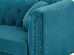 Vente-unique Sofá de 2 lugares em veludo azul-esverdeado estilo charme TURNER^ Sofá