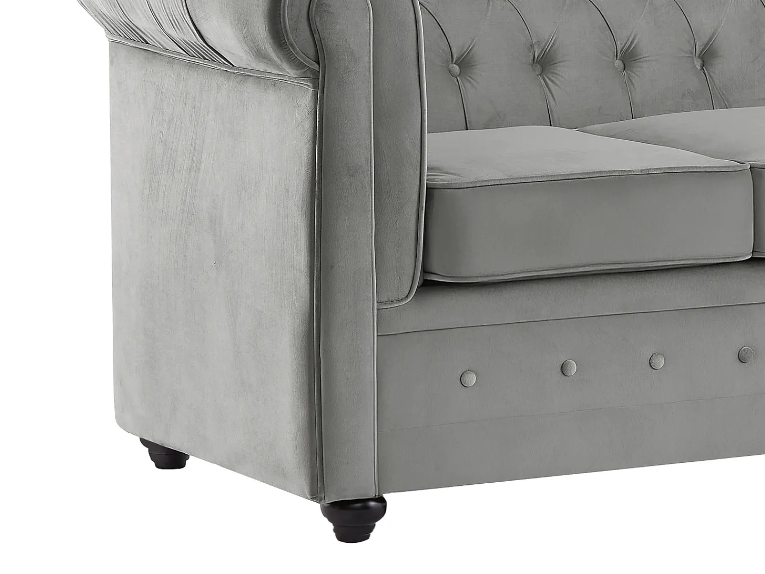 Sofá|Vente-unique Sofá de 3 lugares em veludo cinzento prateado CHESTERFIELD Cinzento claro