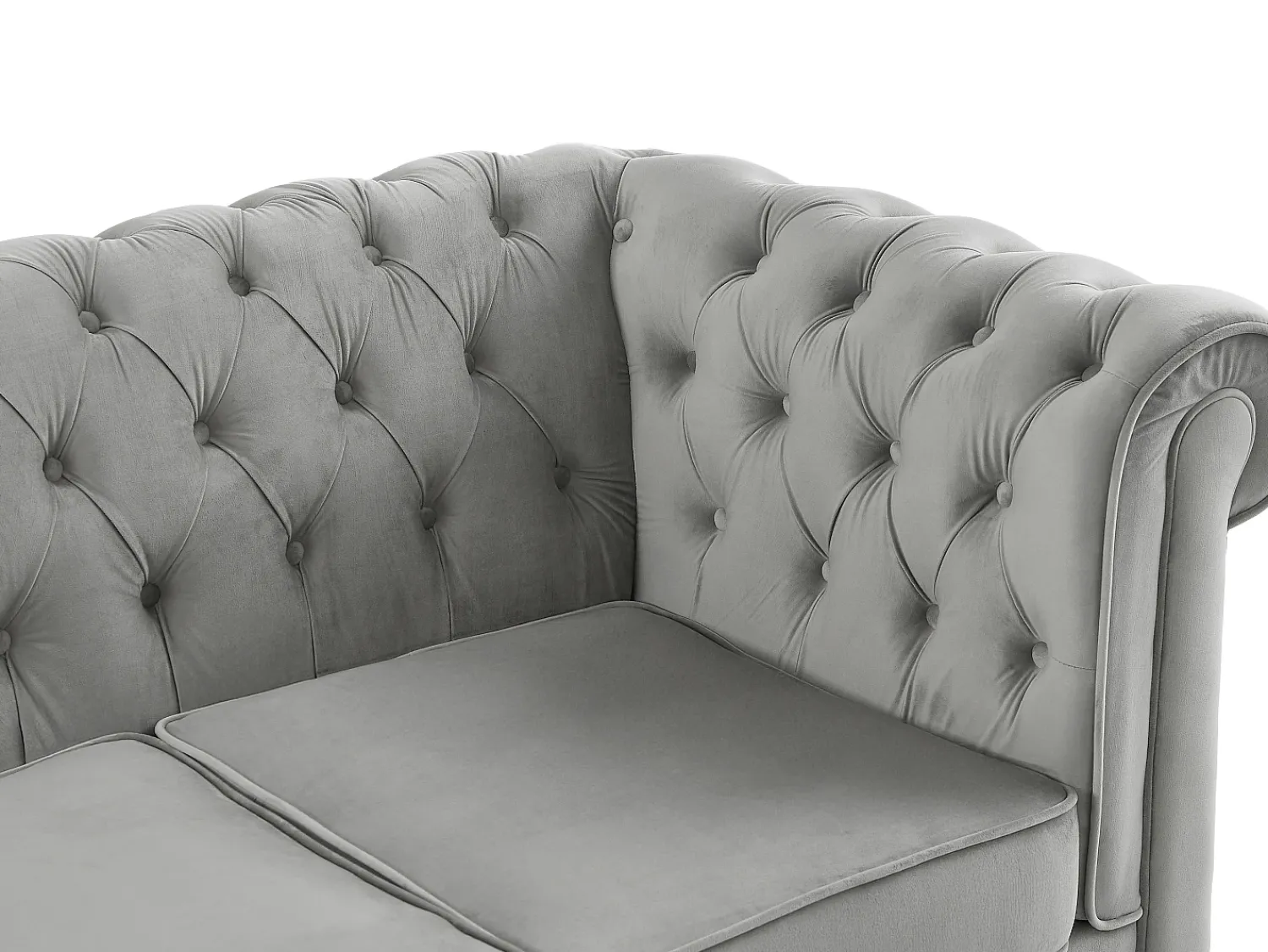 Sofá|Vente-unique Sofá de 3 lugares em veludo cinzento prateado CHESTERFIELD Cinzento claro