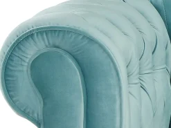 Vente-unique Sofá de 3 lugares em veludo azul pastel CHESTERFIELD Azul claro