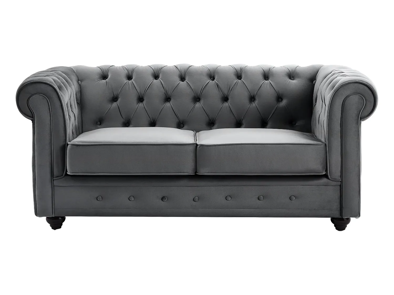 Best Vente-unique Sofá de 2 lugares em veludo antracite - CHESTERFIELD Cinza antracite