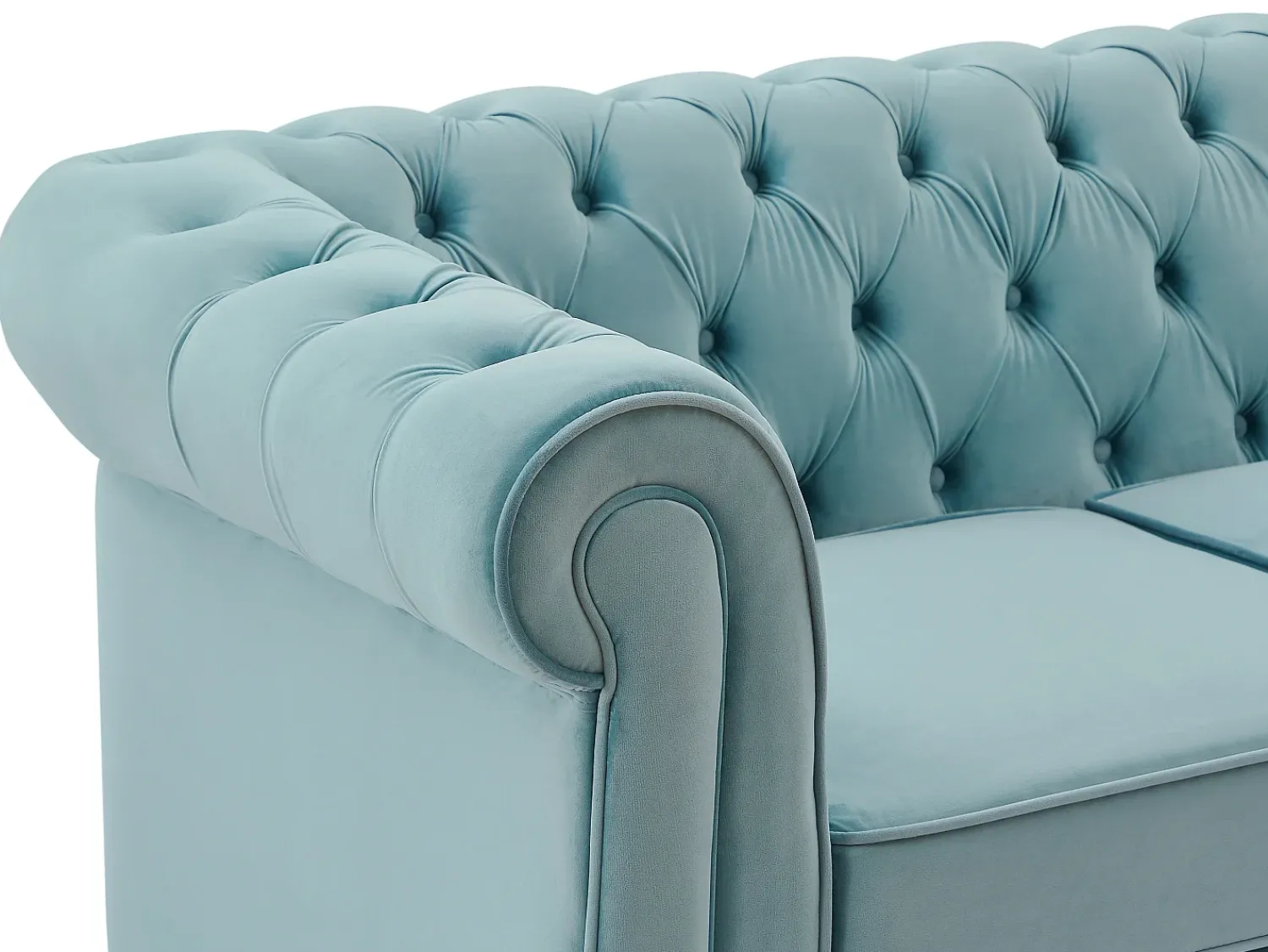 Sofá|Vente-unique Sofá de 2 lugares em veludo azul pastel - CHESTERFIELD Azul claro