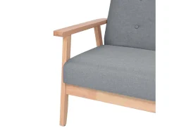 Sofá*Helloshop26 Sofá de 2 lugares para sala de estar sala de TV decoração de interiores tecido cinza claro 02_0020635 Cinzento