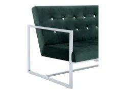 Online Helloshop26 Sofá de 2 lugares para sala de estar decoração de interiores com braços escuro cromado e veludo 02_0020689 Verde