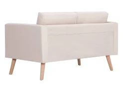Helloshop26 Sofá de 2 lugares para sala de estar decoração de interiores tecido 02_0020694 Creme