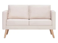 Helloshop26 Sofá de 2 lugares para sala de estar decoração de interiores tecido 02_0020694 Creme