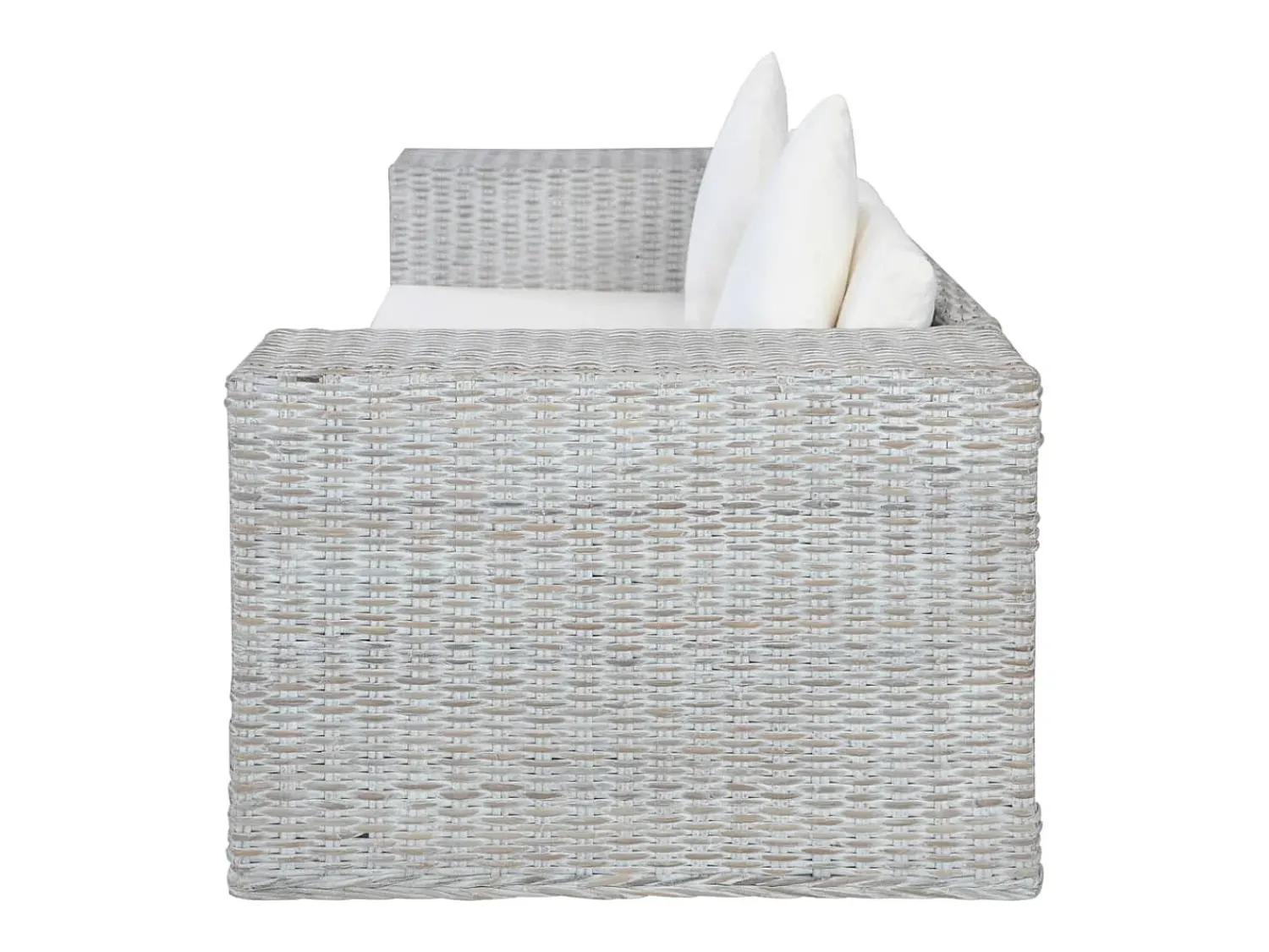 Sofá|Helloshop26 Sofá de 2 lugares para sala de estar decoração de interiores com almofadas de rattan cinza natural 02_0019624 Cinzento