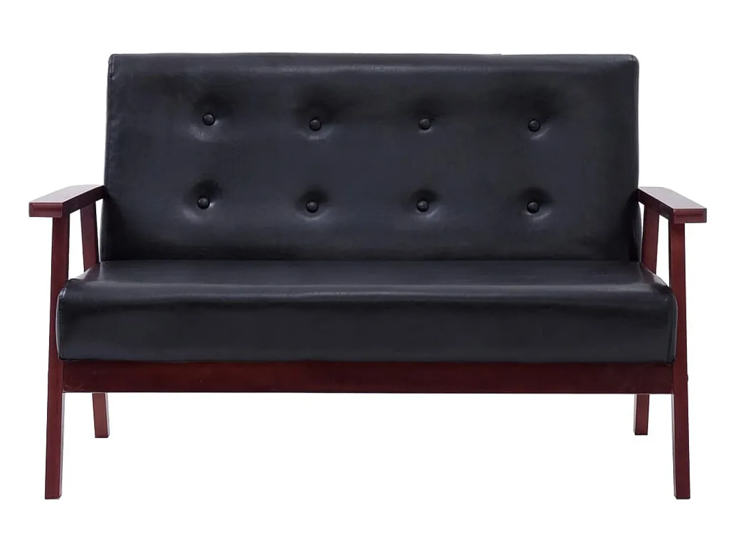Clearance Helloshop26 Sofá de 2 lugares para sala de estar sala de TV decoração de interiores couro sintético 02_0018899 Preto