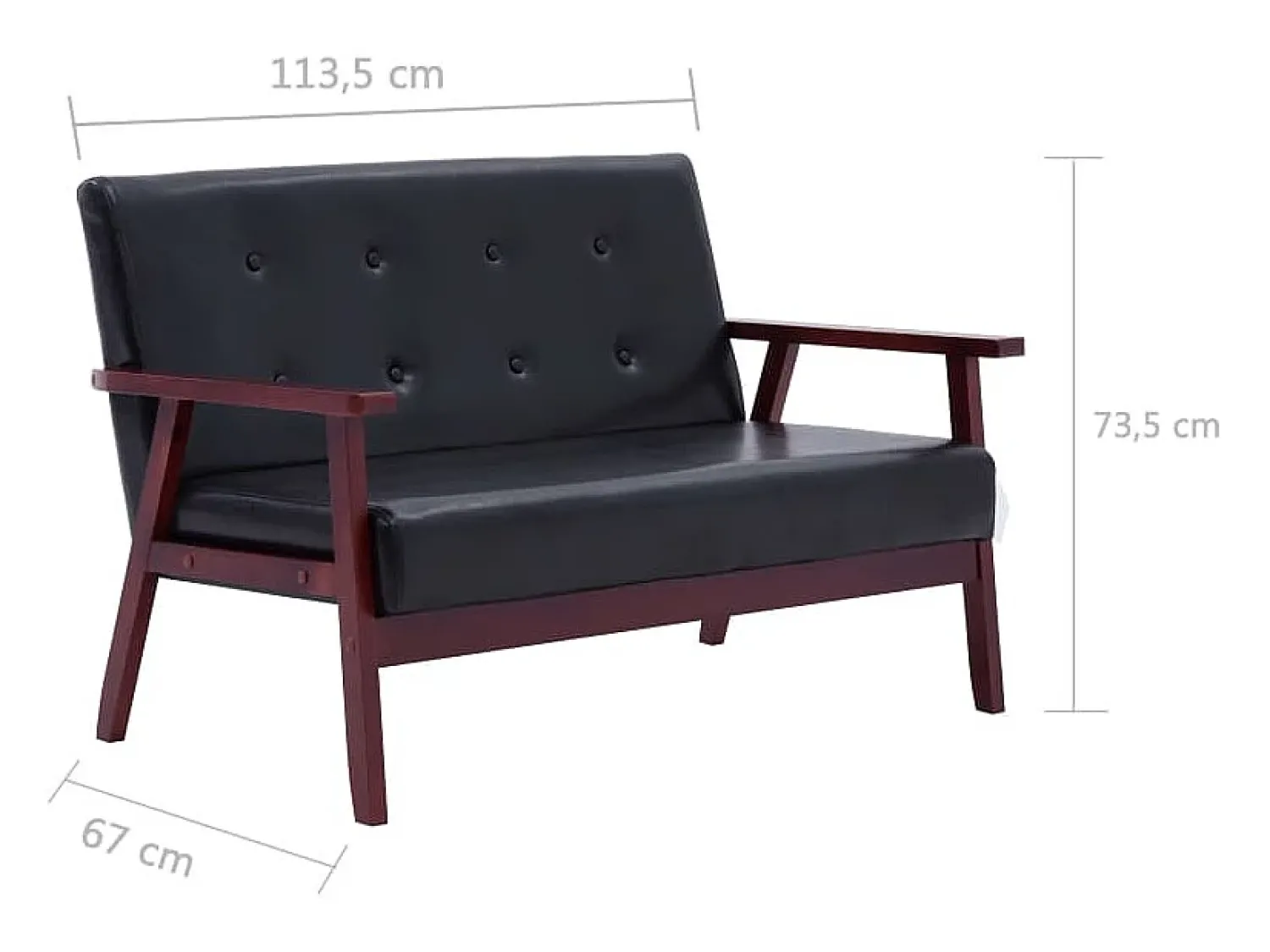 Clearance Helloshop26 Sofá de 2 lugares para sala de estar sala de TV decoração de interiores couro sintético 02_0018899 Preto