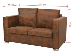 Sofá|Helloshop26 Sofá de 2 lugares para sala de estar decoração de interiores 137 x 73 x 82 cm couro sintético tipo camurça 02_0020772 Multicor