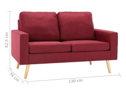 Sofá*Helloshop26 Sofá de 2 lugares para sala de estar sala de TV decoração de interiores tecido vermelho borgonha 02_0020600 Bordeaux