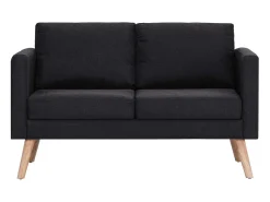 Helloshop26 Sofá de 2 lugares para sala de estar sala de visitas ou decoração de interiores 116 x 70 x 73 cm tecido 02_0019541 Preto