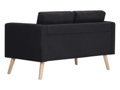 Helloshop26 Sofá de 2 lugares para sala de estar sala de visitas ou decoração de interiores 116 x 70 x 73 cm tecido 02_0019541 Preto