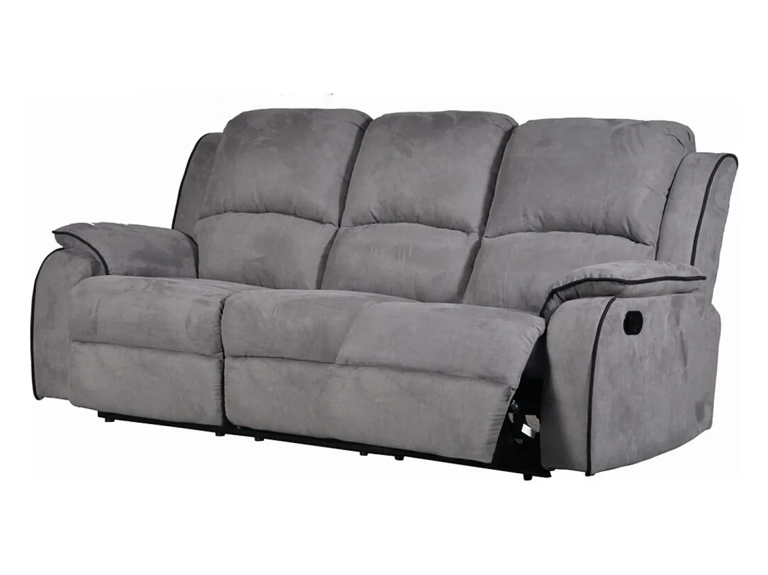 Sofá*Vente-unique Sofá de 3 lugares relax em microfibra - HERNANI Cinzento