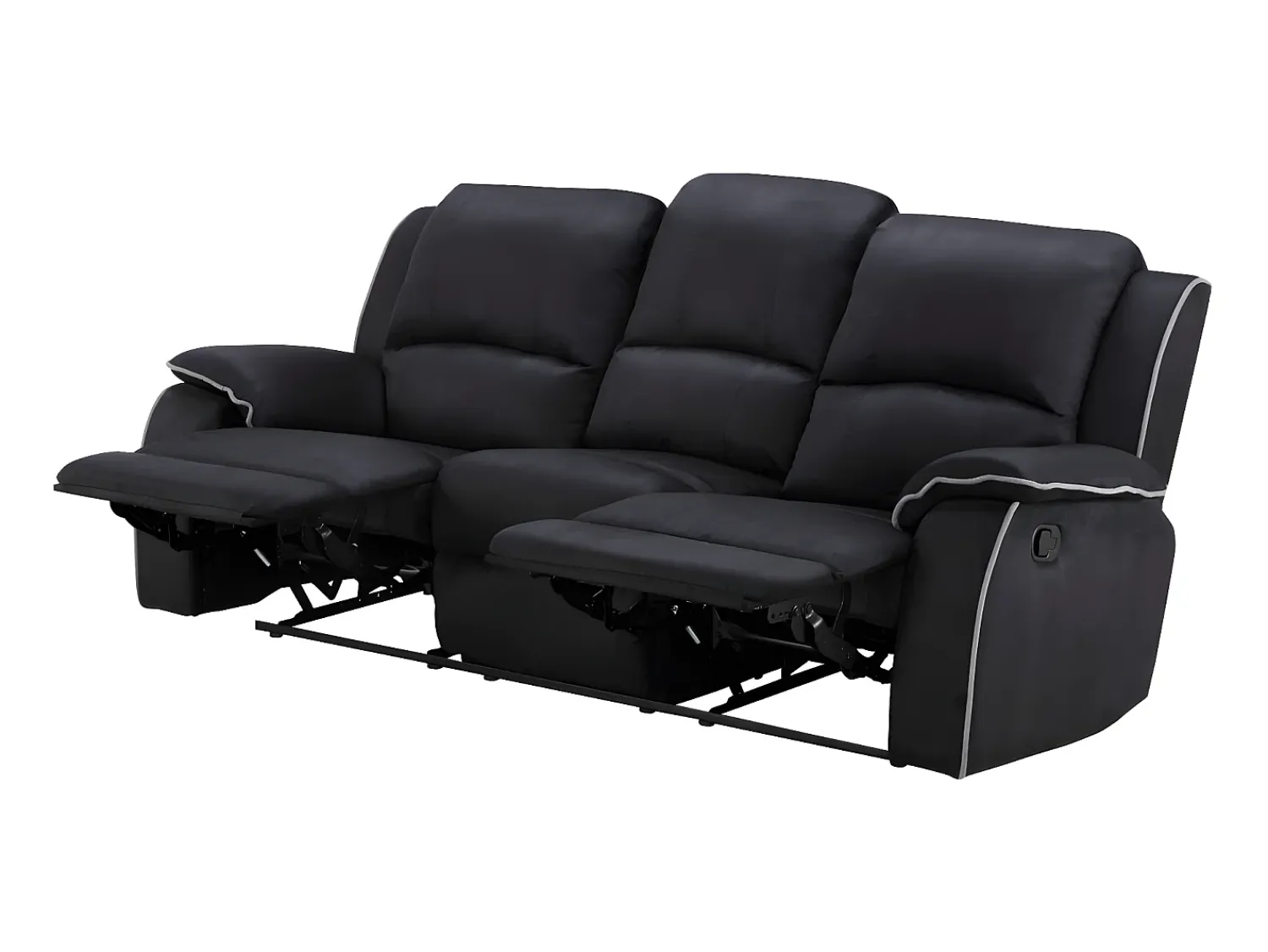 Sofá|Vente-unique Sofá de 3 lugares relax em microfibra - HERNANI Preto