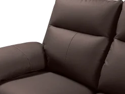 Vente-unique Sofá de 2 lugares relax manual em pele de búfalo Castanho - PAKITA^ Sofá