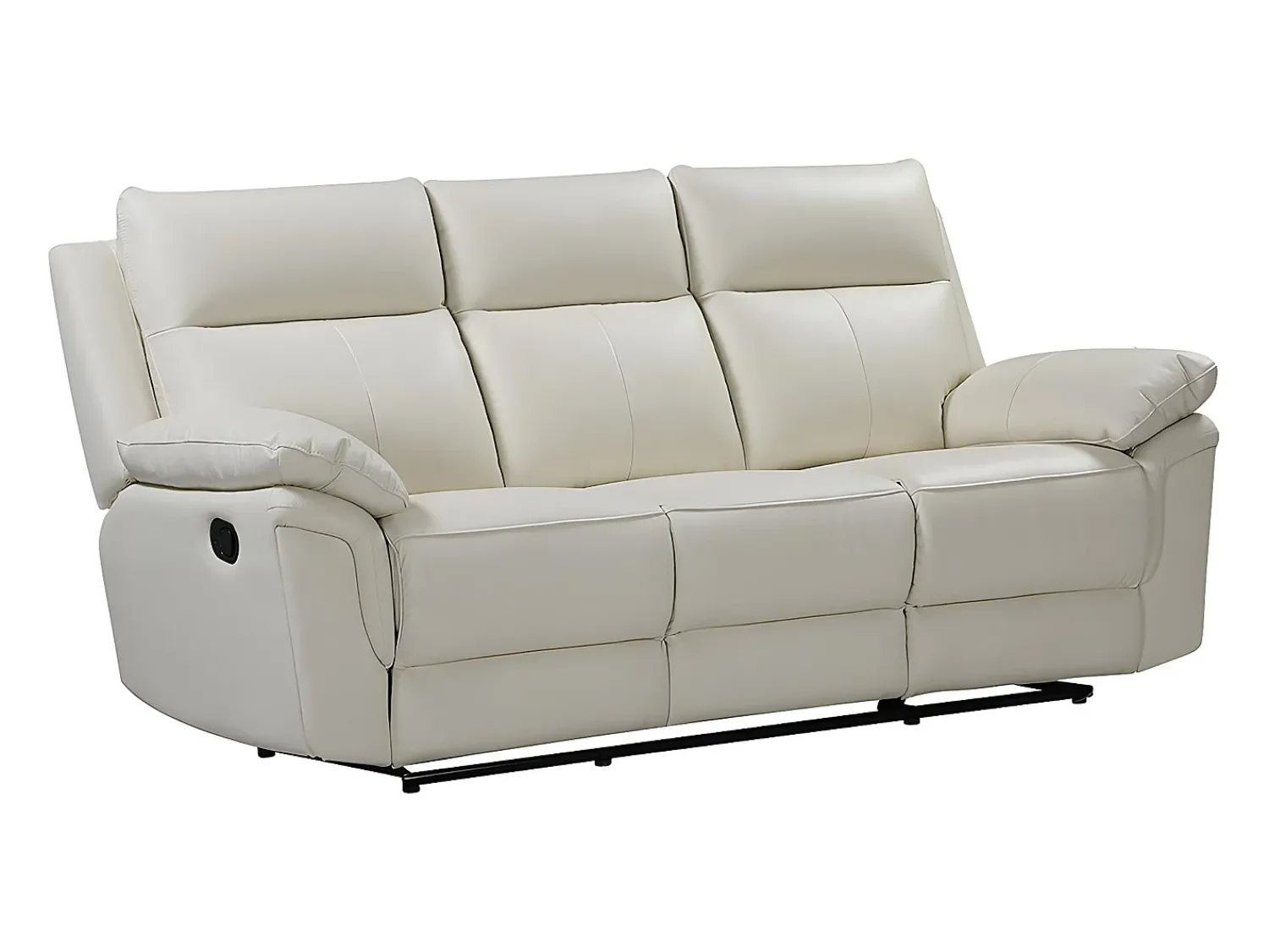 Sale Vente-unique Sofá de 3 lugares relax manual em pele de búfalo - PAKITA Marfim