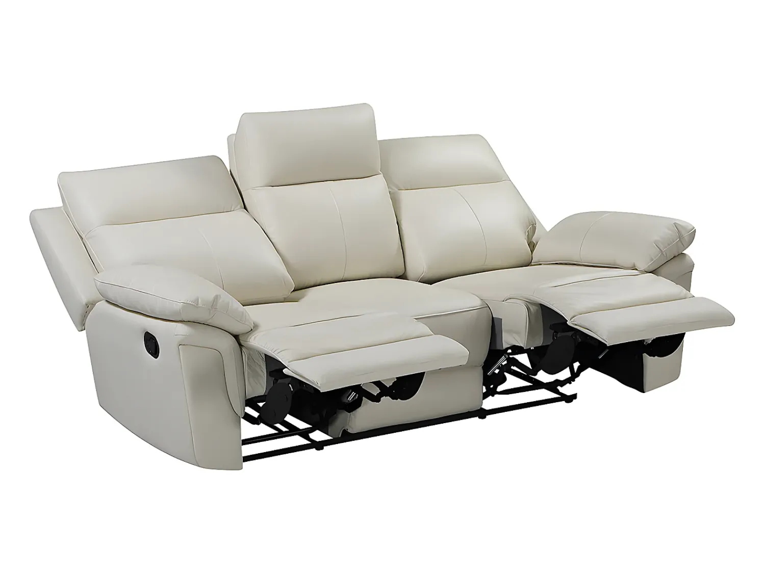 Sale Vente-unique Sofá de 3 lugares relax manual em pele de búfalo - PAKITA Marfim