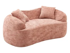 Discount Sofá de 2 lugares - Sofá reto com 2 almofadas e braços - chenille Rosa