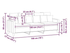 New vidaxl Sofá de 3 lugares tecido 180 cm tinto Vermelho