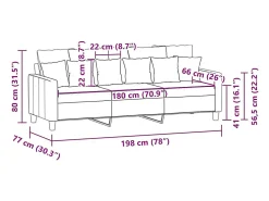 New vidaxl Sofá de 3 lugares tecido 180 cm tinto Vermelho