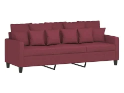 New vidaxl Sofá de 3 lugares tecido 180 cm tinto Vermelho