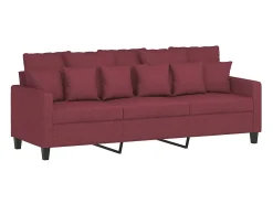 Sofá| Sofá de 3 lugares tecido 180 cm vermelho tinto PT568482 Bordeaux