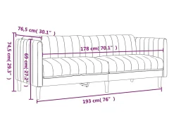 vidaxl Sofá de 3 lugares tecido^ Sofá