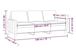 vidaxl Sofá de 3 lugares veludo 180 cm tinto^ Sofá