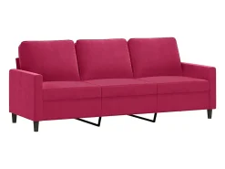 vidaxl Sofá de 3 lugares veludo 180 cm tinto^ Sofá