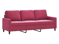 Best Sofá de 3 lugares veludo 180 cm tinto PT505673 Vermelho