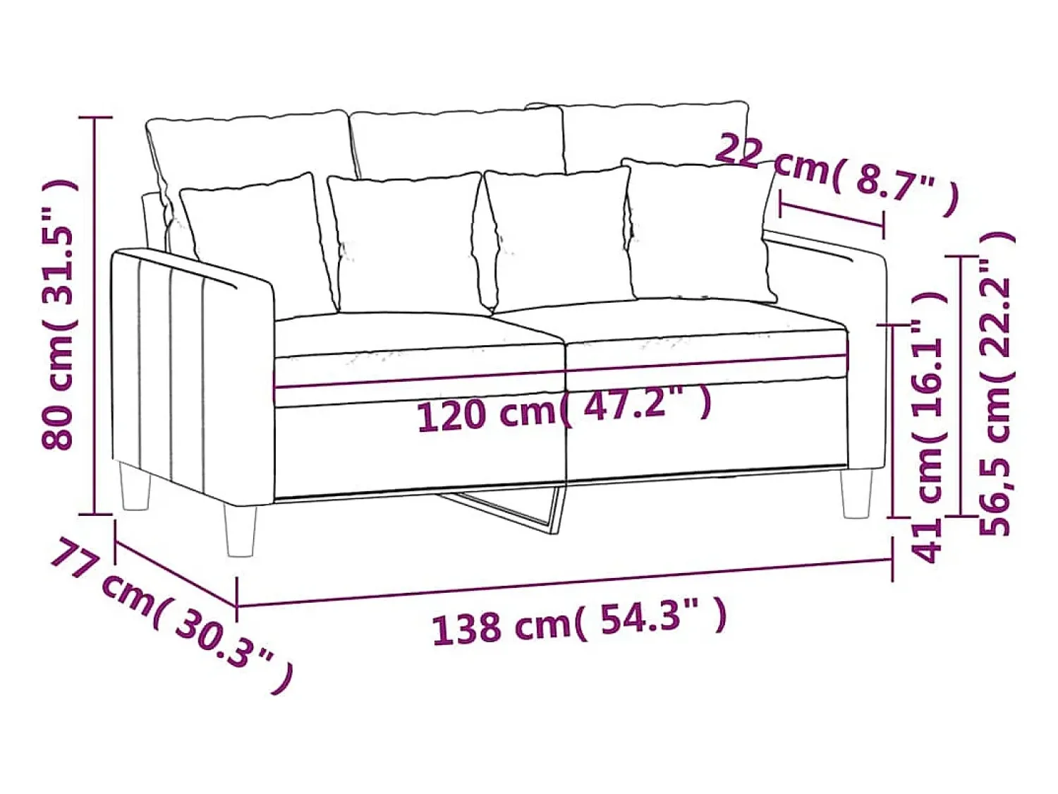New vidaxl Sofá de 2 lugares veludo 120 cm Castanho