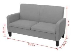 Sofá de 2 lugares 135x65x76 cm PT789899^ Sofá