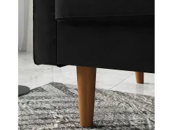 Best DripeX Sofá de 2 -Setter - com 2 almofadas - em veludo - pés de madeira - para quarto, sala de estar - 142x76x69cm - Preto