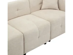 New ModernLuxe Sofá de canto 3 lugares - com armazenamento - puff removível - 2 almofadas - Bege