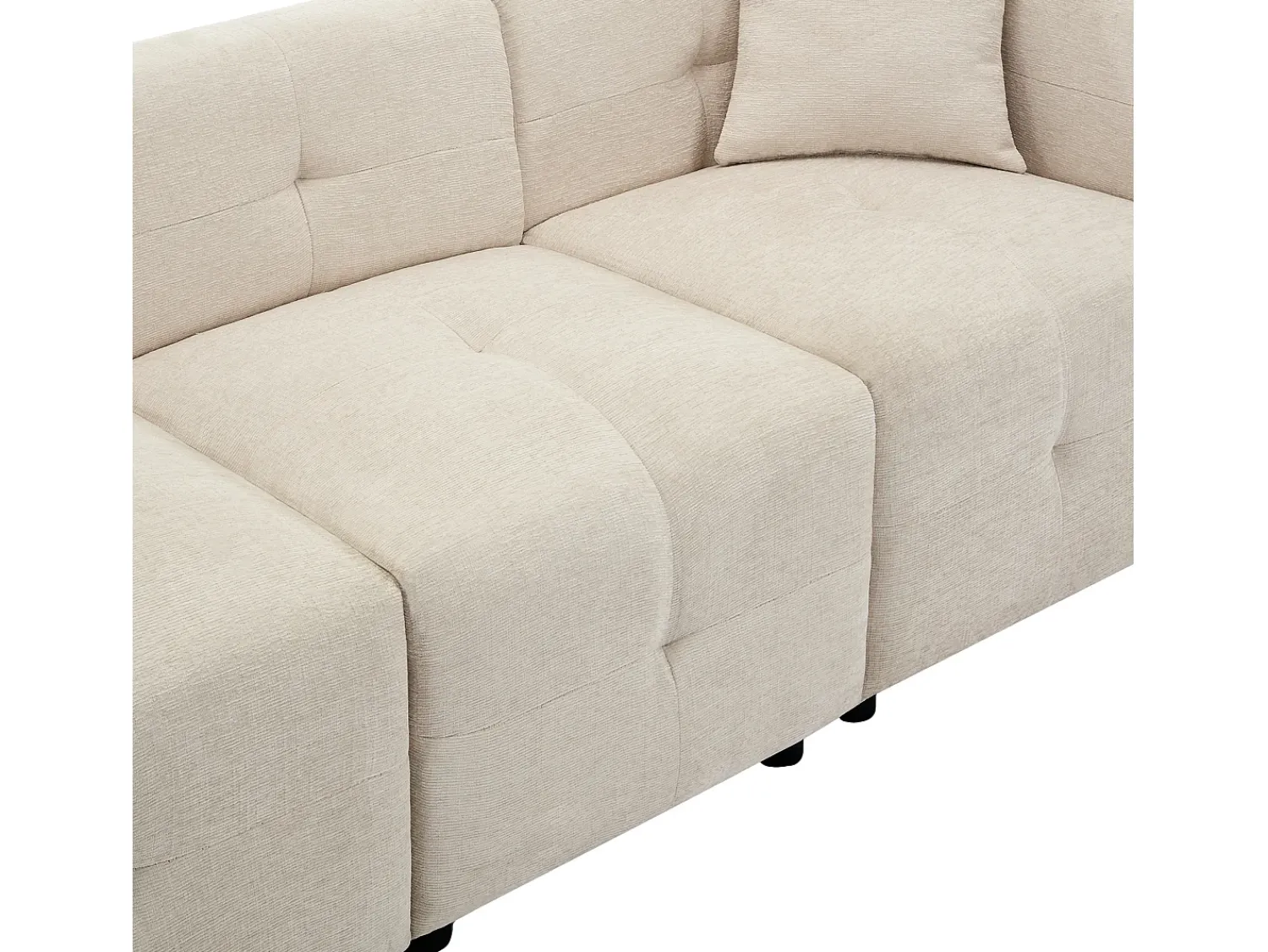 New ModernLuxe Sofá de canto 3 lugares - com armazenamento - puff removível - 2 almofadas - Bege