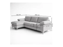 Sofá*Concept-Usine Sofá de canto 4-5 lugares com chaise longue esquerda em veludo cotelê GALWAY Cinza antracite