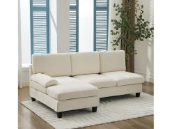 ModernLuxe Sofá de canto 3 lugares em forma de L - 194x118x81 cm - Modular - Almofadas macias - Linho -^ Sofá