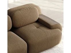 Sofá|DripeX Sofá de canto 4 lugares modular - em Veludo cotelê - com 4 almofadas e puff - 388x178x70cm - Marrom Castanho